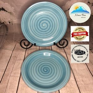 Citrus Grove Swirl Light Blue Dinner Plates 2